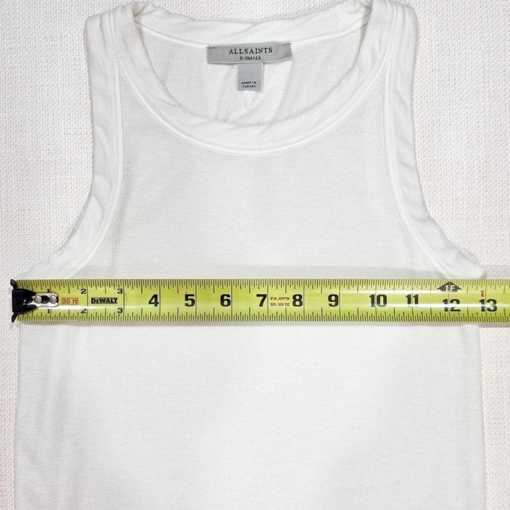 AllSaints Womens White Ribbed Tank Top Sleeveless Crew Neck XS AS424091W - Picture 8 of 8